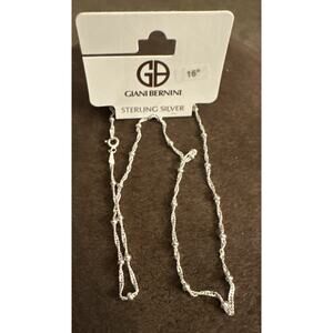 NWT Giani Bernini Beaded Station Chain Necklace in Sterling Silver 16" Ret. $105